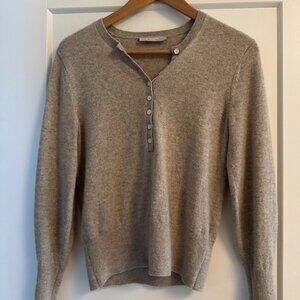 Everlane Women’s Henley Pullover Sweater 100% Cashmere in Oatmeal size S